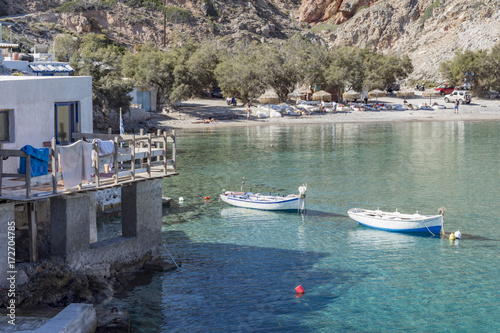 Villaggio e spiaggia di Firopotamos a Milos, arcipelago delle isole Cicladi GR photo