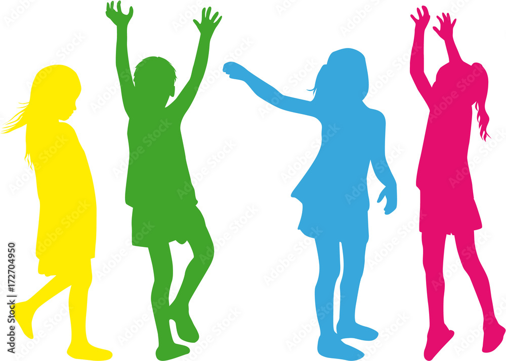 Vector silhouette of children on white background. Vector silhouette of children on white background.