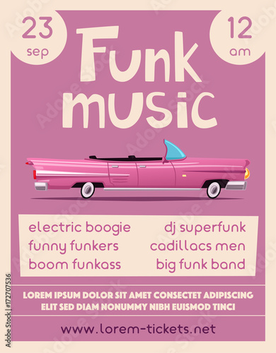 Funk music poster. Cartoon vector illustration