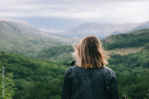 Traveler woman watching scenery 