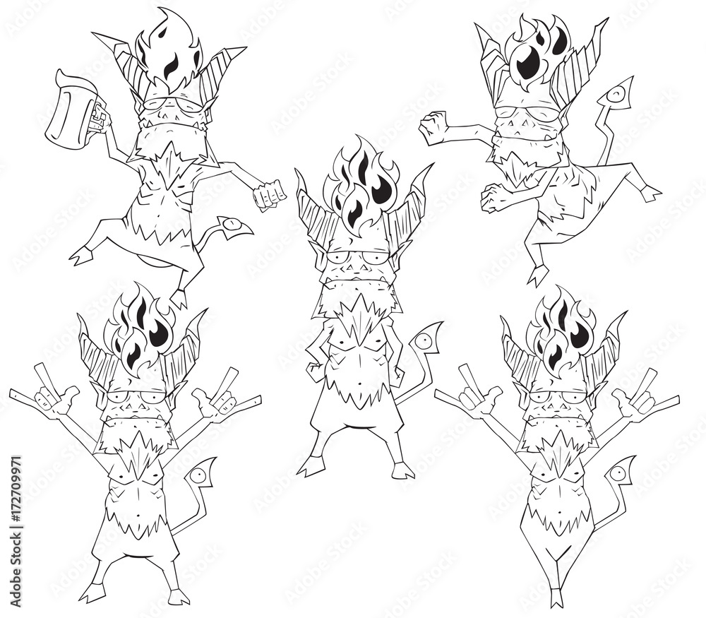 Fototapeta premium Red Devil Character vector and illustration. Monster in Halloween night