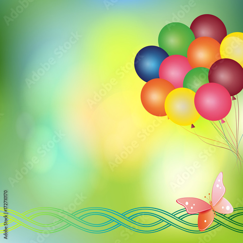 blur greeting card with balloons