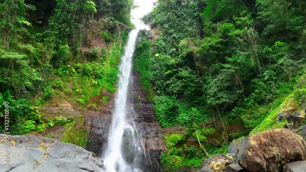 Git Git waterfall in north Bali, Indonesia. Timelapse. Nobody