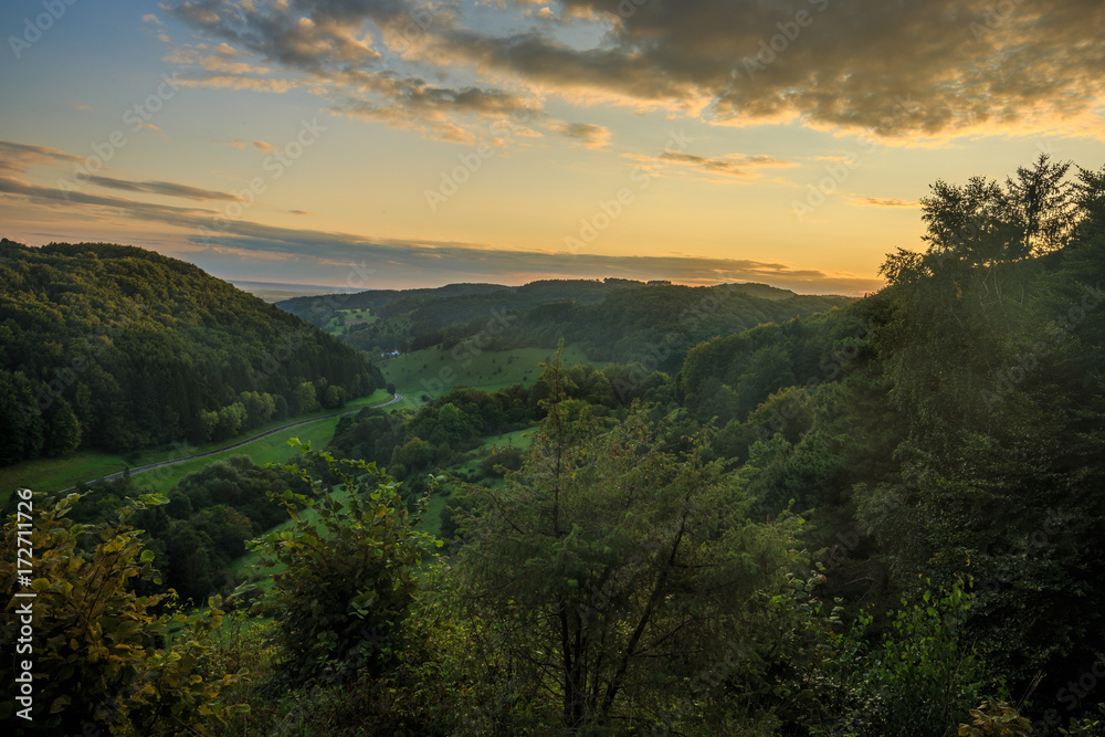Picturesque Bavarian Autumn Hill Countryside Landscape in September Germany at Sunset Picturesque Bavarian Autumn Hill Countryside Landscape in September Germany at Sunset