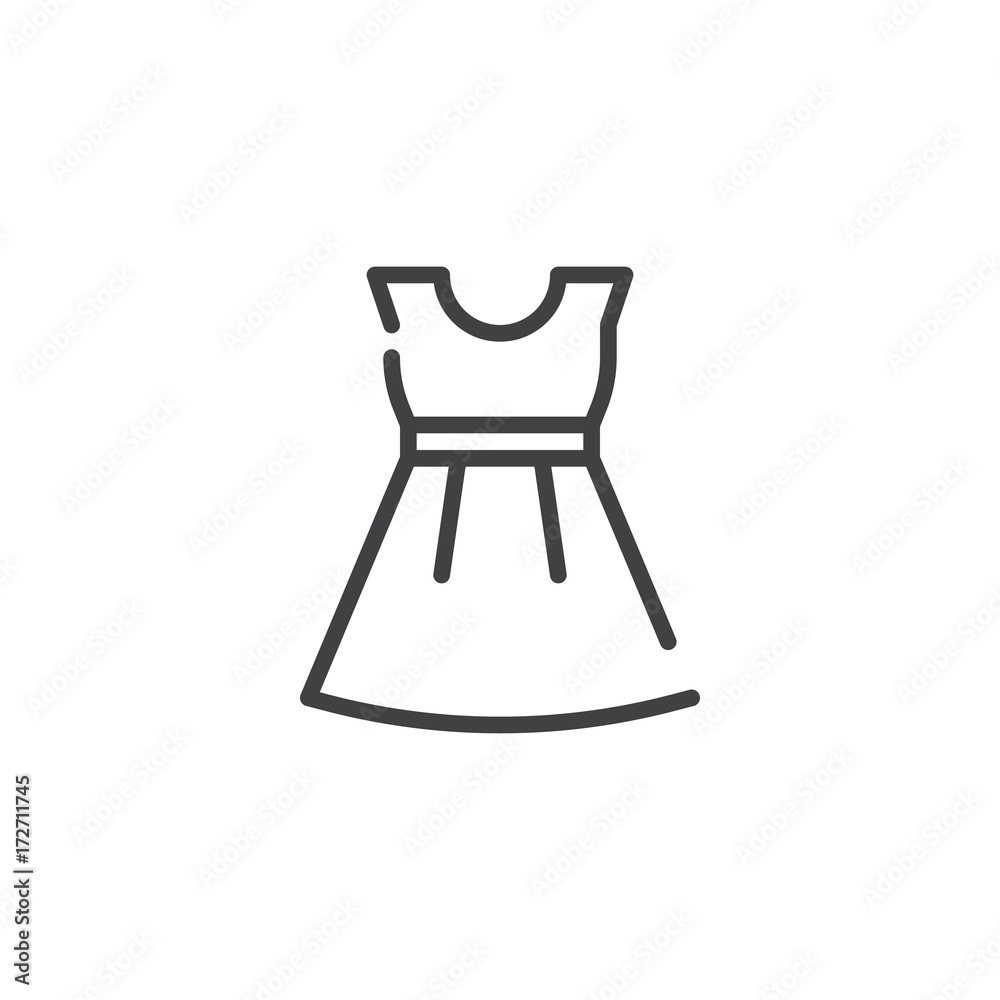 Dress line icon, outline vector sign, linear style pictogram isolated on white. Symbol, logo illustration. Editable stroke Dress line icon, outline vector sign, linear style pictogram isolated on white. Symbol, logo illustration. Editable stroke