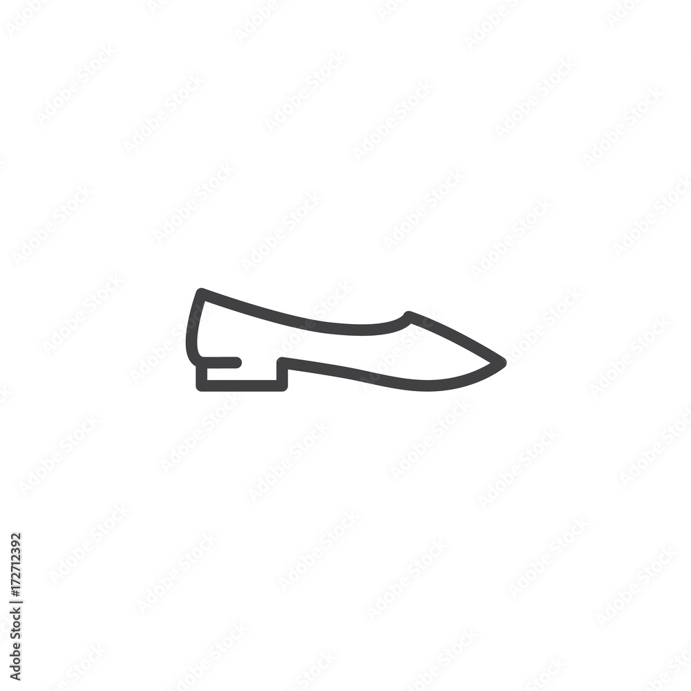 Woman shoe line icon, outline vector sign, linear style pictogram isolated on white. Symbol, logo illustration. Editable stroke Woman shoe line icon, outline vector sign, linear style pictogram isolated on white. Symbol, logo illustration. Editable stroke
