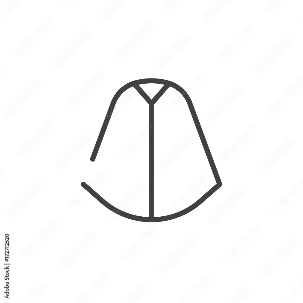 Poncho line icon, outline vector sign, linear style pictogram isolated on white. Symbol, logo illustration. Editable stroke Poncho line icon, outline vector sign, linear style pictogram isolated on white. Symbol, logo illustration. Editable stroke