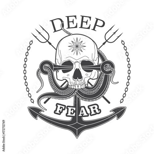 Deep Fear Skull black and white emblem