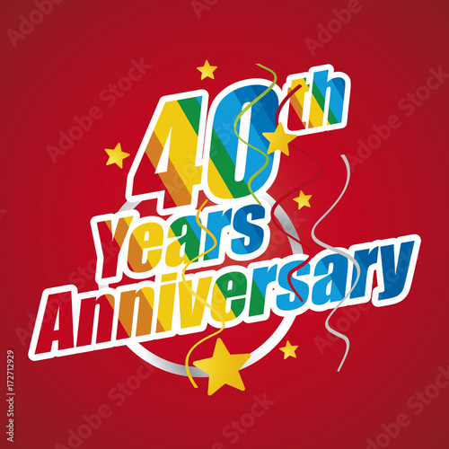 Anniversary 40 th years celebrating colorful red logo
