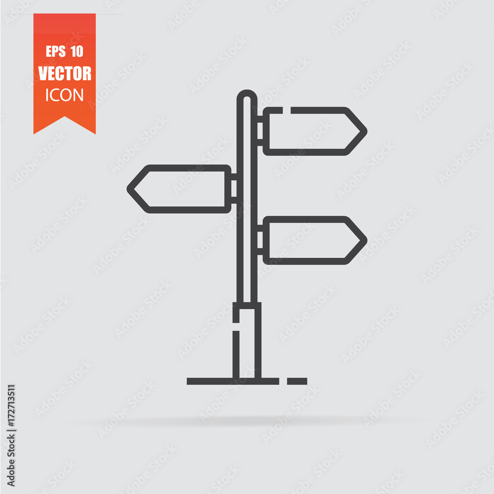 Obraz premium Signpost icon in flat style isolated on grey background.