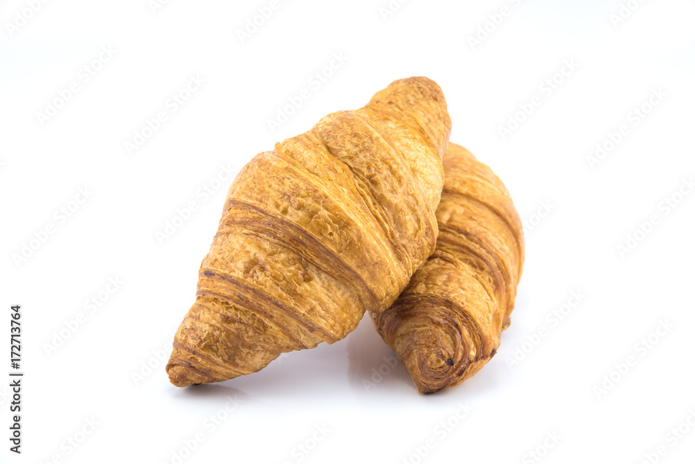 two croissant on white background