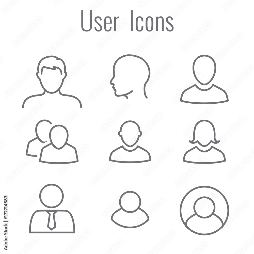 User Icon Set with Man, Woman, & Multiple People Stock Vector | Adobe Stock