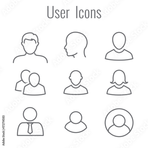 User Icon Set with Man, Woman, & Multiple People