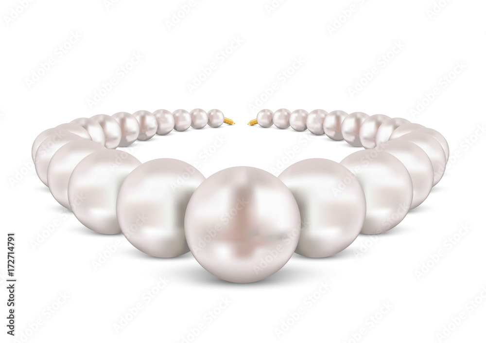 Round Pearls Necklace on white background