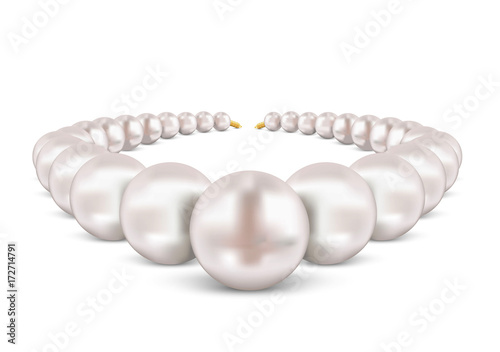 Round Pearls Necklace on white background
