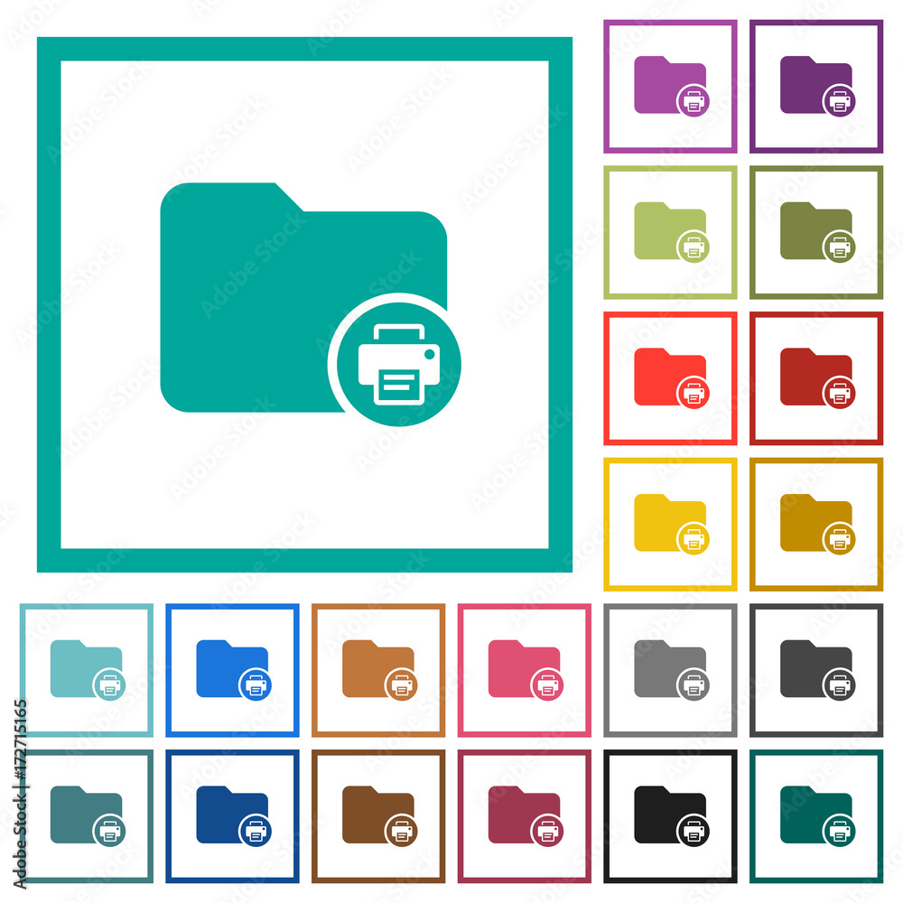 Print directory information flat color icons with quadrant frames