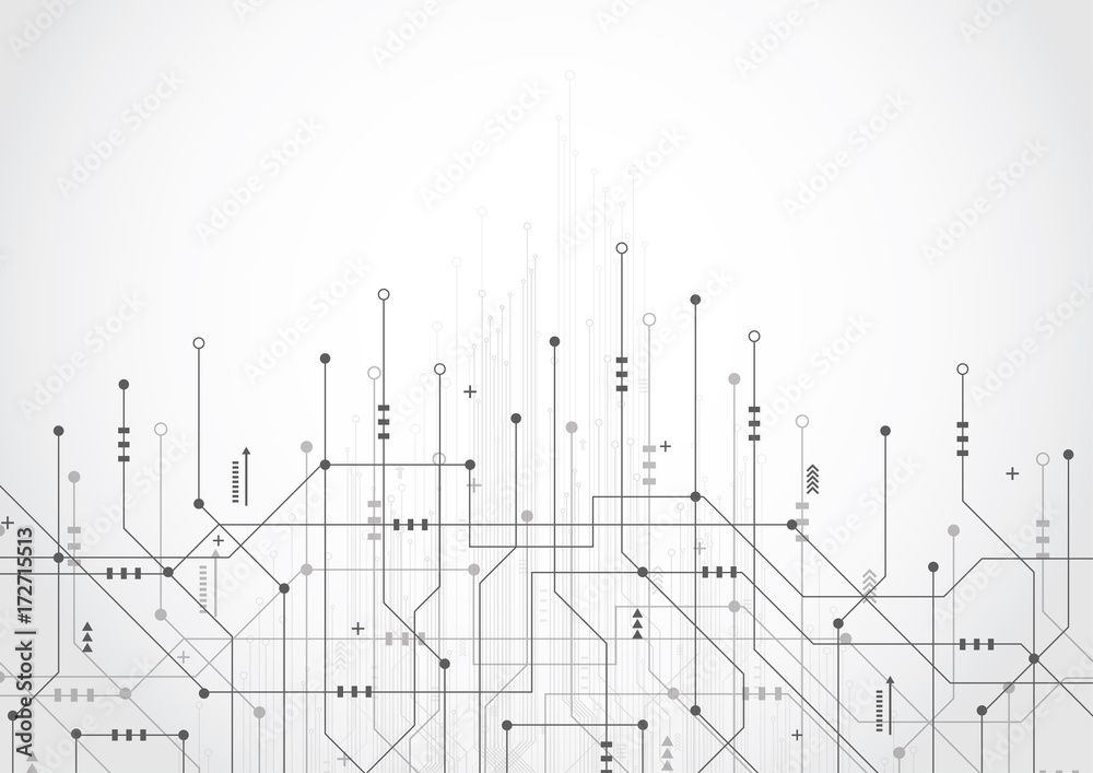 Obraz premium Abstract background with technology circuit board texture. Electronic motherboard illustration. Communication and engineering concept. Vector illustration