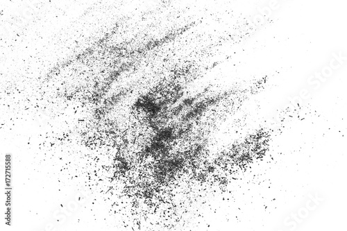 Black powder coal dust, isolated on white background