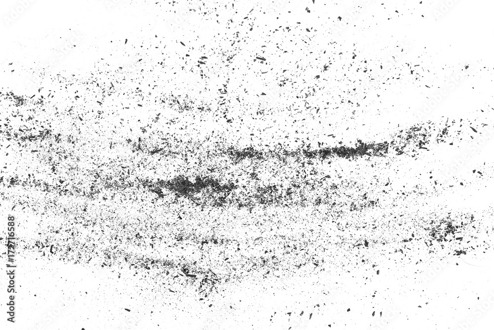 Black powder coal dust, isolated on white background
