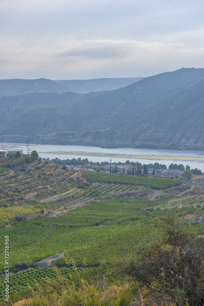 Fototapeta premium The river Ebro on its way through Mequinenza, Aragon