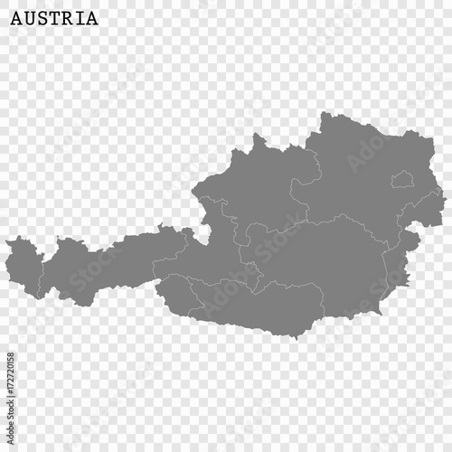 High quality map Austria with borders of regions