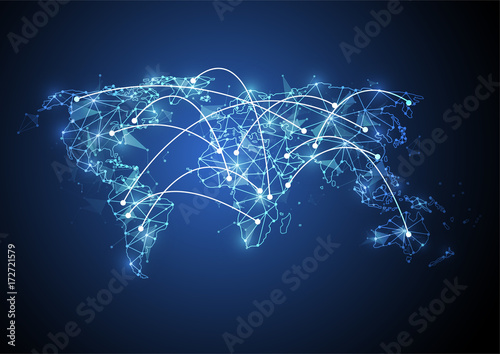 Global network connection. World map point and line composition concept of global business. Vector Illustration
