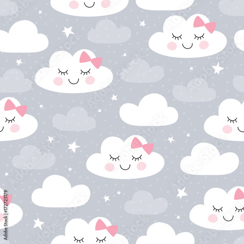 seamless clouds pattern vector illustration