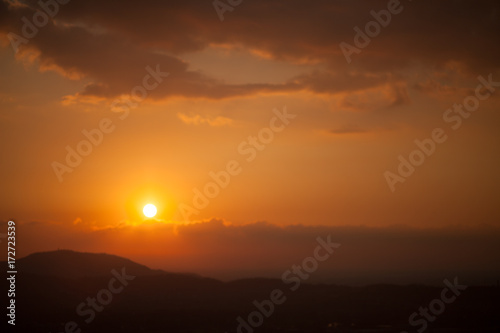 Sunset sky - deep blue and orange background