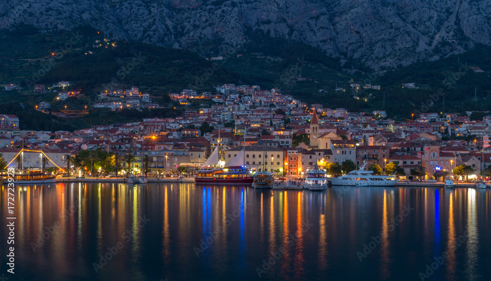 Makarska, Croatia by night