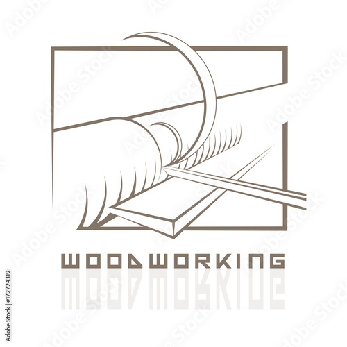 
illustration in the form of a lathe and a tool in the form of a symbol
