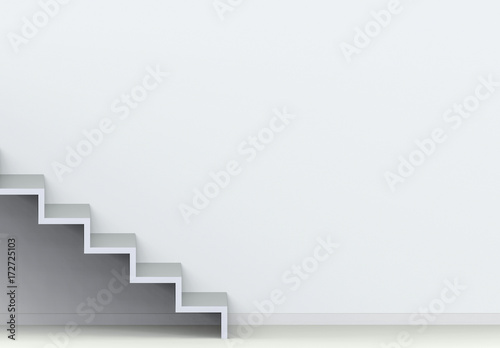 3d redndering. simple stair with gray wall as background