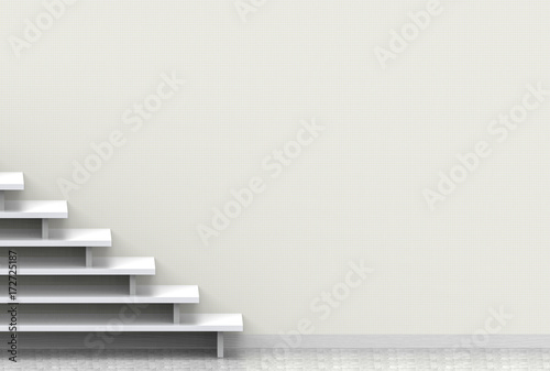 3d rendering. simple luxury stair with copy light yellow paper wall as background