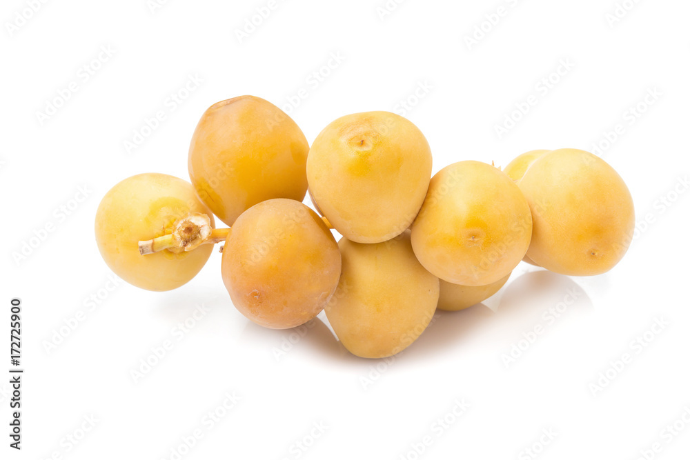 yellow raw dates isolated on white background yellow raw dates isolated on white background