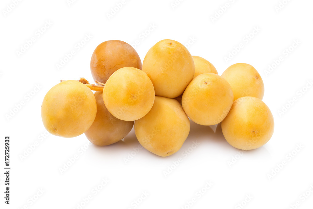 yellow raw dates isolated on white background yellow raw dates isolated on white background