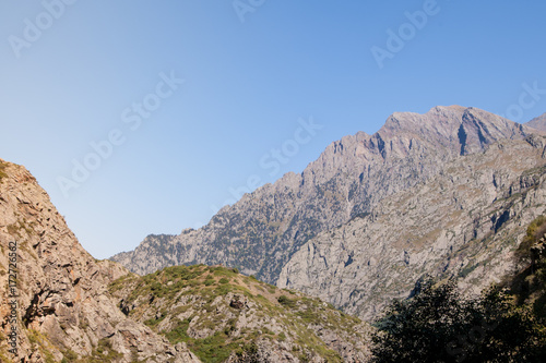 the beautiful Caucasus mountains near the Gveleti waterfalls with copy space