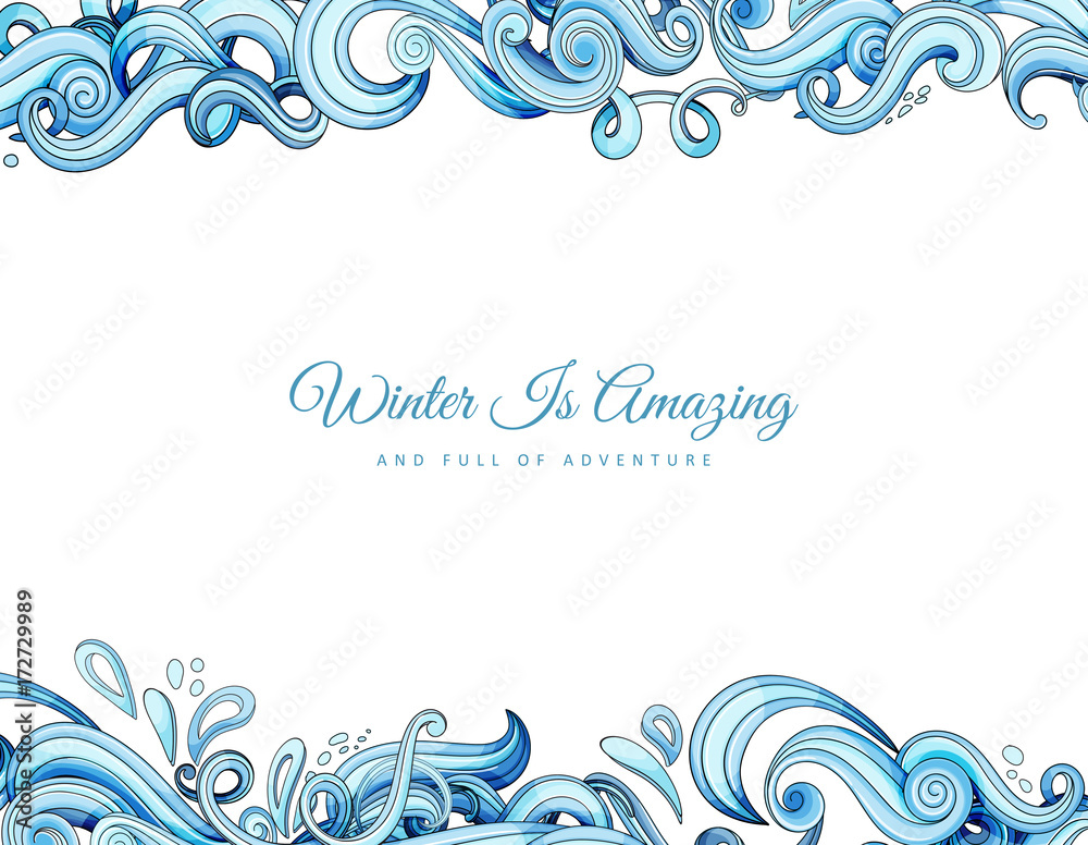 Fototapeta premium Sea waves. Hand drawn background. Vector illustration
