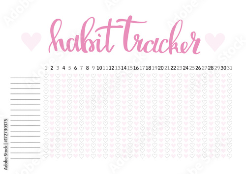 Monthly planner habit tracker blank template