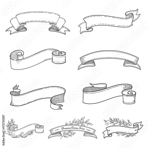 Ribbon vector illustration with laurel leaf. Award, background, template element