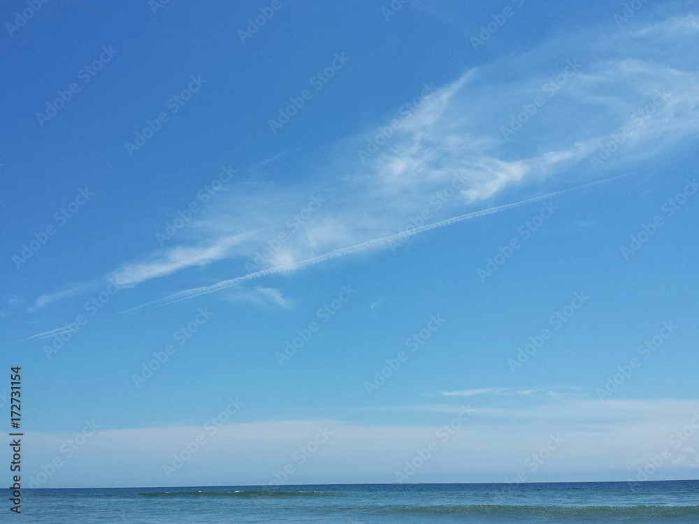 Blue sky background over the Atlantic ocean Blue sky background over the Atlantic ocean