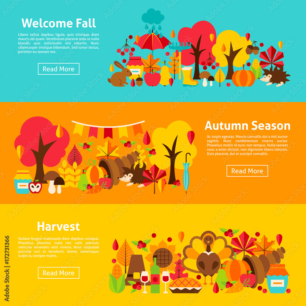 Fototapeta premium Fall Web Horizontal Banners