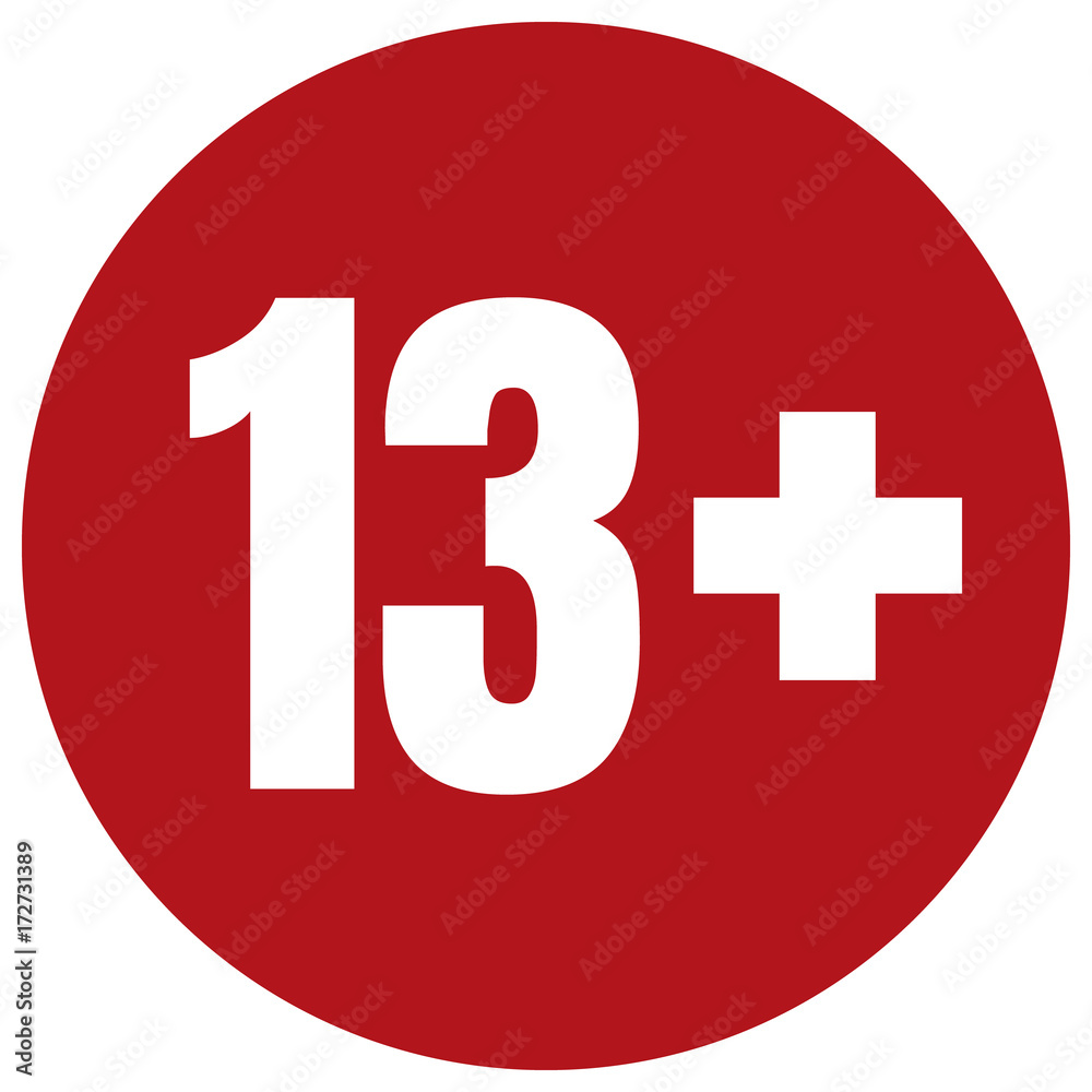 Limit age icon on red background. Icons age limit vector flat illustration. Limit age icon on red background. Icons age limit vector flat illustration.