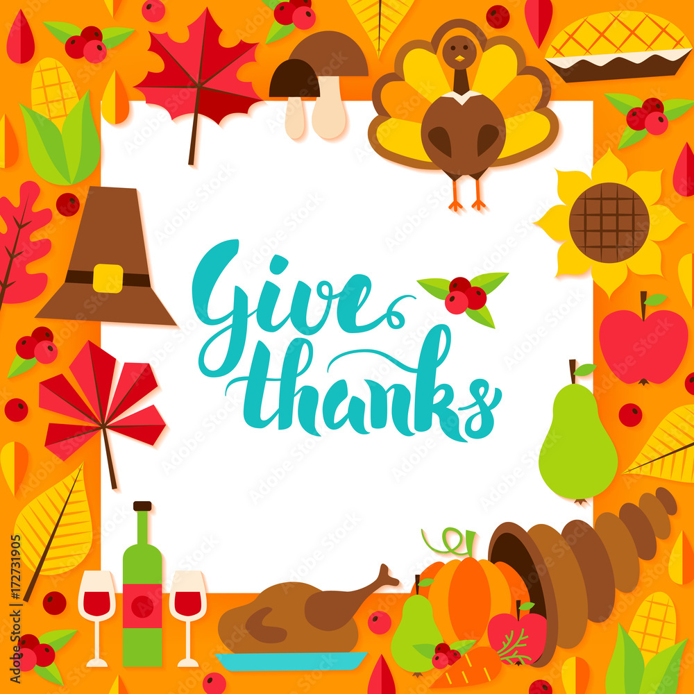 Fototapeta premium Give Thanks Paper Template