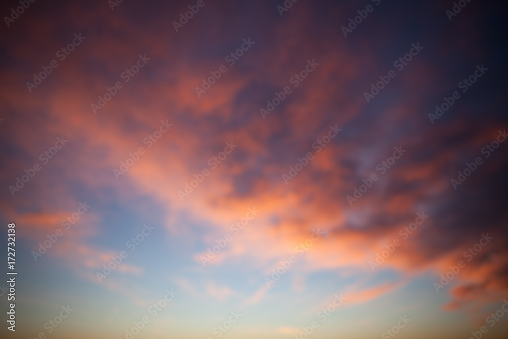 Sunset sky - deep blue and orange background - obrazy, fototapety, plakaty 