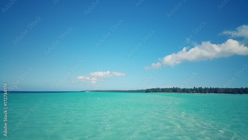 Caribbean sea and beautiful island Saona
