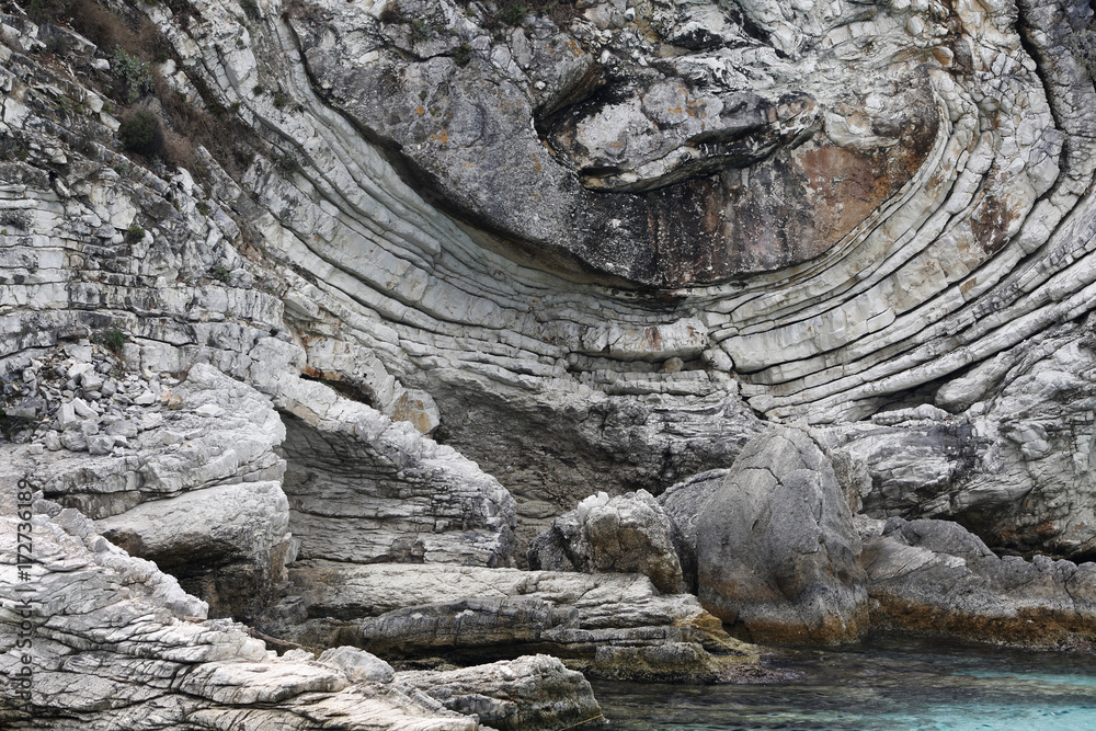 The bizarre lines of rock sculptured by nature. 