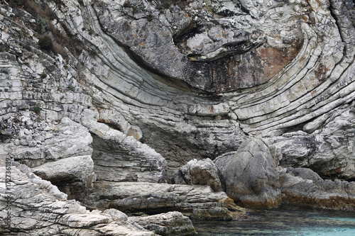 The bizarre lines of rock sculptured by nature. 