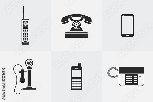 Vector silhouette telephone icons