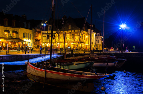 Saint Goustan harbour at night photo