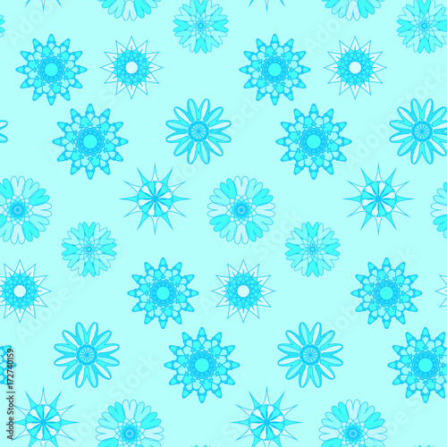 Floral blue seamless pattern. Abstract background.