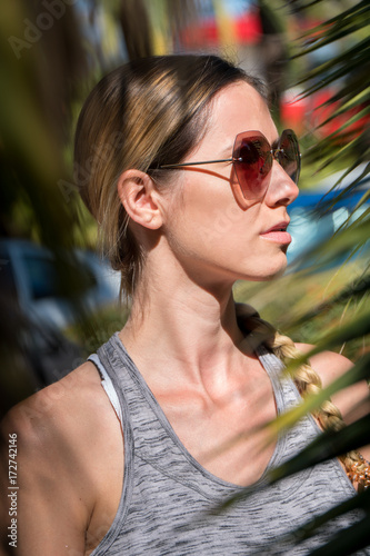 In the palm trees